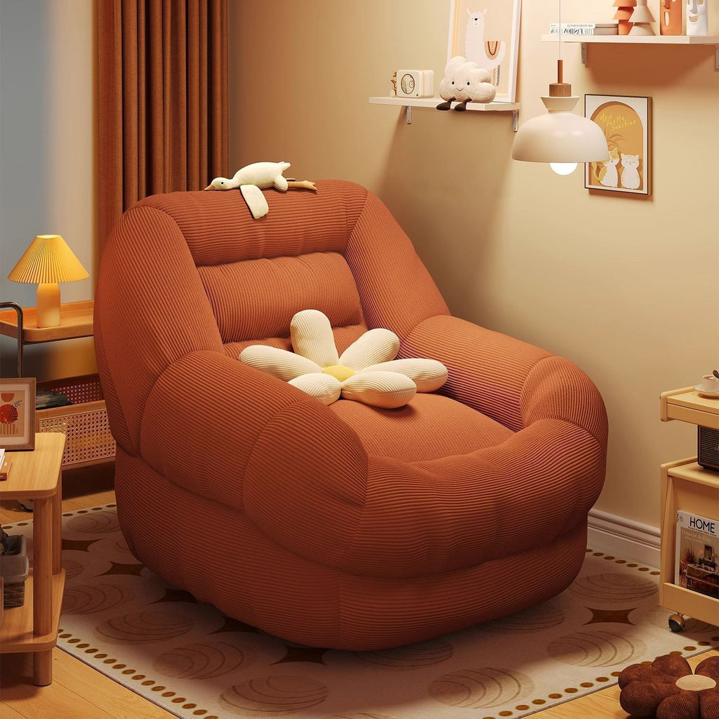 Compact Corduroy Lounge Sofa with Optional Footrest