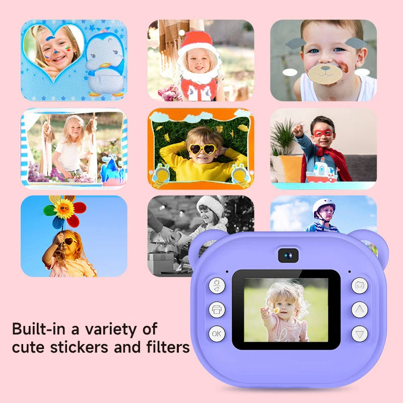 CÁMARA DE FOTOS INSTANTÁNEA PARA NIÑOS CON IMPRESIÓN TÉRMICA SIN TINTA