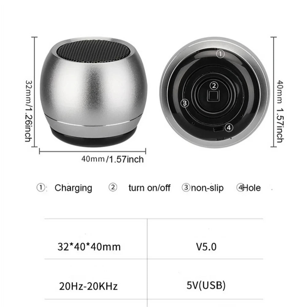 Minialtavoz Bluetooth inalámbrico de Metal, Subwoofer portátil de alta fidelidad, reproductor de Audio envolvente estéreo para música al aire libre, Altavoz Bluetooth