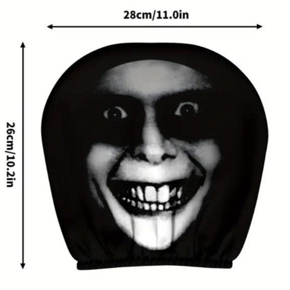 Black Skull Car Printed Headrest Cover Universal Elastic Style Funny and Interesting Universal Headgear